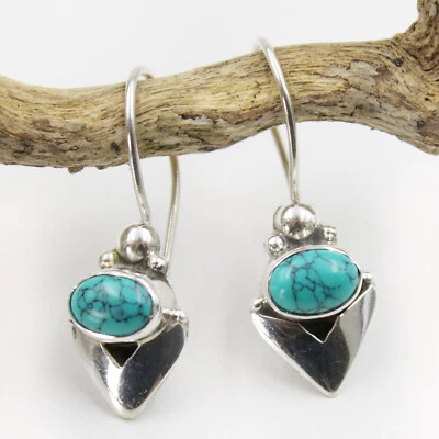 Ohrhänger Silber 925 Ohrringe Türkis-Howlith Sterlingsilber Paar vt - Bild 1 von 4