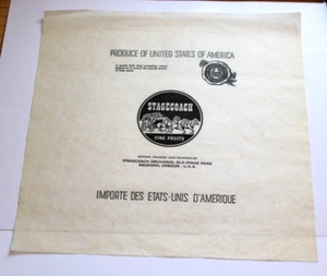 Original STAGECOACH Birnenfolie/Taschentuch Postkutsche Obstgärten Medford ODER gelb - Bild 1 von 1