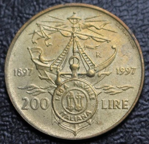1997 R ITALY 200 LIRE - BRONZITAL - Centennial of the Italian Navy League - Picture 1 of 5