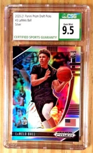 Tarjeta de novato Panini Prizm Lamelo Ball Silver Draft Picks 2020-21 #3 CSG 9,5 GEMA - Imagen 1 de 2