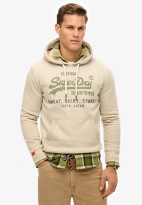 Superdry Sudadera con Capucha Overhead Manga Larga Pullover VL Heritage Relaxed Hoodie Beige - Imagen 1 de 5