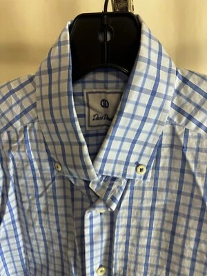 David Donahue Bleu Check Ctn SHORT SLEEVE BUTTON UP SHIRT Small S - Image 1 of 4