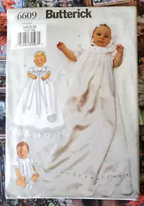 Butterick Pattern 6609 Christening Gown Bonnet Sizes NB-S-M Sewing Uncut - Picture 1 of 2