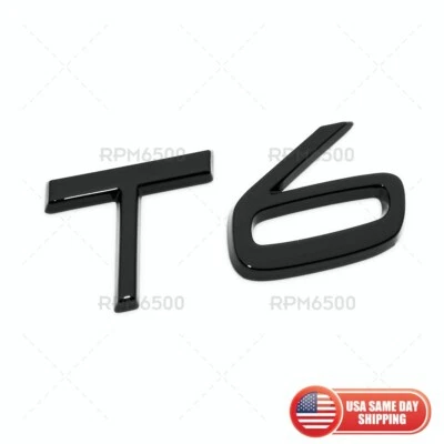 For Volvo T6 Rear Trunk Lid Letter Logo Badge Nameplate Emblem Sport Gloss Black - Image 1 of 4