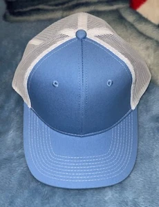 Port Authority Adj. Snapback White Mesh Back Light Blue Embroidered Hat ~ Blank - Picture 1 of 6