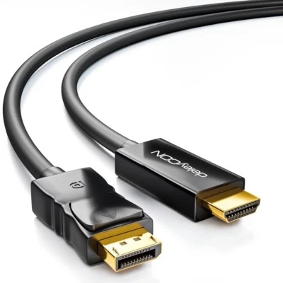 deleyCON 2m DisplayPort zu HDMI Kabel - 1080p / 3D / Audioübertragung - Schwarz - Bild 1 von 4