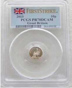 2013 Royal Mint Britannia 10p Ten Pence Silver Proof Coin PCGS PR70 DCAM FS - Picture 1 of 2