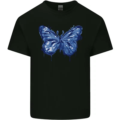 GILDAN Dripping Blue Butterfly Rhopalocera Kids T-Shirt Childrens