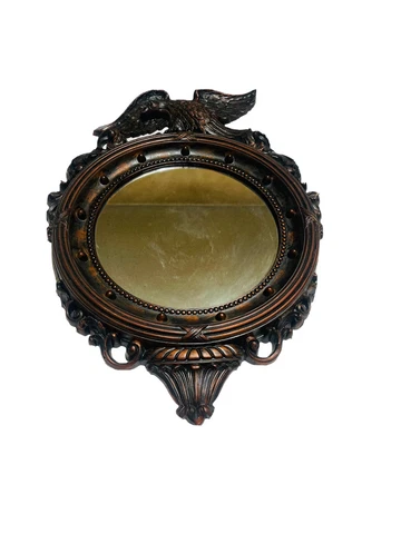 Vtg Dart Eagle Federal Style Flat Round Mirror #4007 Coppercraft Guild 1959 EUC Cover