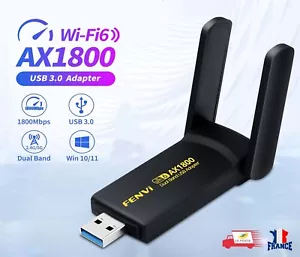 Clé Wifi 6 USB 3.0 802.11AX Dongle Wi-Fi 1800Mbps Double Bande 2.4/5Ghz FENVI - Zdjęcie 1 z 12