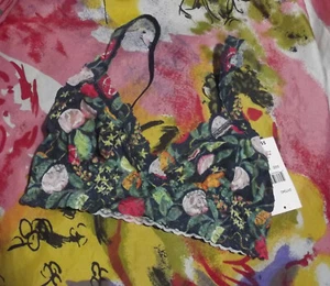 NEW HANKY PANKY 2H7042 GMUL FRUIT PRINT TRIANGLE CROSSOVER LACE BRALETTE S - Picture 1 of 2