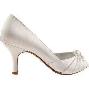 Dyeables Women's Ida Peep-Toe Pump (White,6.5) - Picture 1 of 1