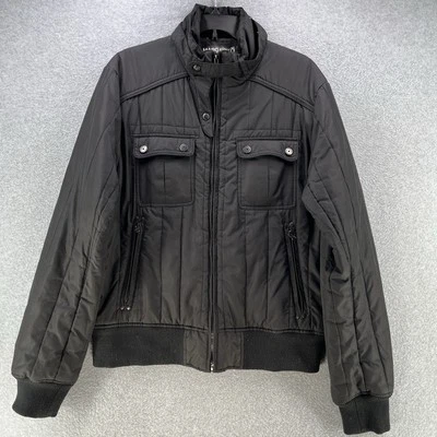 Chaqueta acolchada Marc Ecko para hombre mediana M negra con cremallera cuello alto bolsillos con cremallera Foto 1 de 4