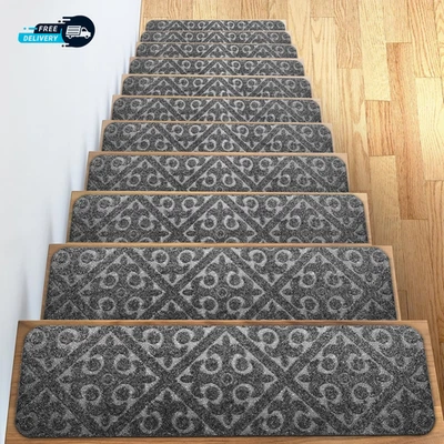 Teppich Treppenstufen 13er Set rutschfeste/rutschfeste Gummi Läufer Matten oder Teppichlauffläche - Bild 1 von 4