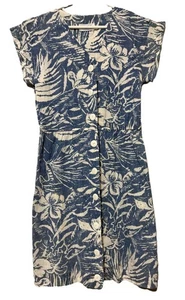 Vintage 80er Peri Petites Damen Hawaii Midi Bleistift Kleid passt M blau weiß Blumen - Bild 1 von 11