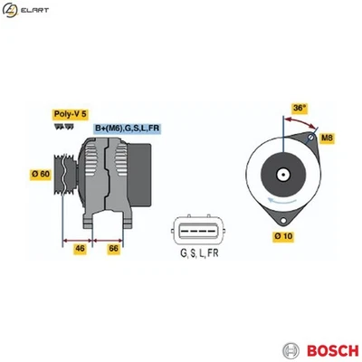 ALTERNATOR 0 986 042 301 FOR MITSUBISHI LANCER/CARGO/Van/VII 4G18 1.6L 4cyl - Image 1 of 4