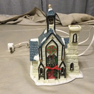 Christmas Valley 1991 Porcelain Church Village Decor 7" Gothic Steeple No Box - Picture 1 of 5
