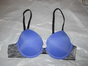 PINK Victoria’s Secret  Push Up Bra Purple Black White ~ Size  34AA - Foto 1 di 4