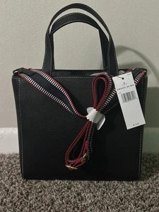 Tommy Hilfiger Crossbody Satchel Purse Monogram Logo Gold Black Handbag - Picture 1 of 3