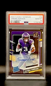 Jordan Addison 2023 Clearly Donruss #70 Auto RC PSA 10 Rookie Football Card! - Picture 1 of 2