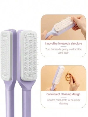 Self-Cleaning Hairbrush Rotating Retractable Anti-Static Massage Comb,NEW - Bild 1 von 4
