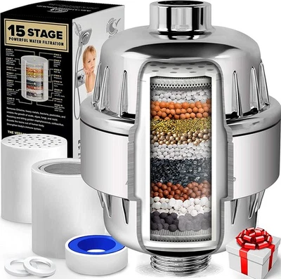 1/2" Dusche Hartwasserfilter Duschkopffilter Wasserenthärter mit 2Filterpatronen - Bild 1 von 4