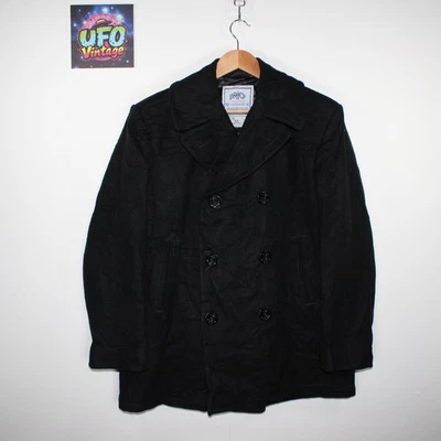 DSCP US Pea Naval Military Wool Jacket Coat Mens 42S Black Overcoat Issued Vtg - Image 1 of 4