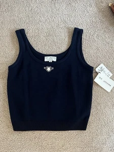 Conjunto Camiseta sin mangas Falda Azul Marino Tejidos Mezcla Lana St. John De Colección Nuevo con Etiquetas - Imagen 1 de 11