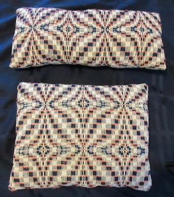 2 Pillows from Vtg Coverlet Homesewn Colonial Red Blue White Decorative Farmhous - Image 1 of 4