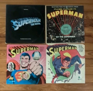 LOT 4 VINTAGE DC Comics VINYL LPs Superman Stories Musical & Movie Soundtrack - Imagen 1 de 2