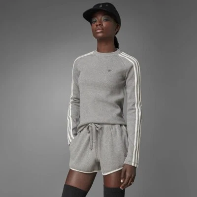 Camiseta Adidas Azul Varsion Waffle Mangas Largas HE1477 Gris Nueva Mujer LE Crew Top Foto 1 de 4