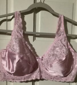 NWOT PINK-K Satin & Lace Full Coverage Underwire Bra Size 42D LIGHT PINK