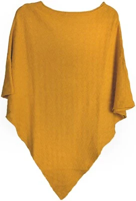 Poncho pour femme en maille fine avec une structure en damier, encolure ronde  - Photo 1/2