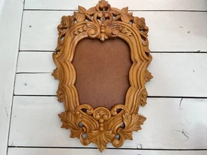 Antiguo marco de madera para pintura de espejo foto arte de pared tallado vintage - Imagen 1 de 11