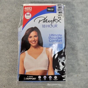 Playtex 18-Hour Bra Ultimate Shoulder Comfort Wirefree 4693 Black Full 38DD NEW - Picture 1 of 7