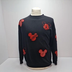 Mickey Mouse Disney Womens Black Jumper Sweater red icons size MEDIUM - Picture 1 of 4