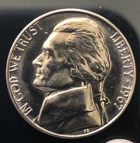 1967 SMS Jefferson Nickel Direct From Special Mint Set - Lightly Toned Cover