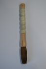 Vintage Chinese Calligraphy Brush Wood Green Stone Horse Hair 15.5" Collectible