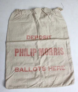 Vintage Historic Philip Morris "BALLOTS HERE" Deposit Bag - 24" x 18" - Picture 1 of 4