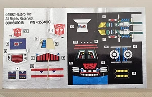 Transformers G1 GRIMLOCK Unused Sticker Sheet Dinobots Vintage 1992 - Picture 1 of 3