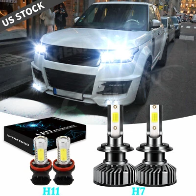 For Land Rover LR2 LR3 LR4 2005-2015 LED Headlights Fog Light Bulbs Kit Combo 4x - Image 1 of 4