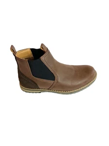 IZOD Lucas Brown Leather Pull On Chelsea Boots Men Size 8 M Memory Foam - Picture 1 of 18