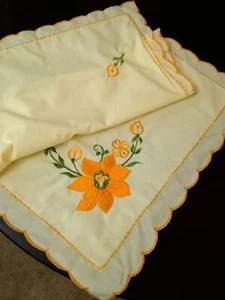 NOS King Floral Pillow Sham Yellow Orange Embroidered Bed Sofa Cottage Core Sham - Picture 1 of 5
