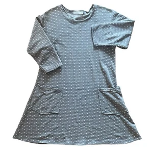 Cut Loose Women's Pullover Swing Shirt Dress Pocket Polka Dot Comfort Gray Small - Picture 1 of 5