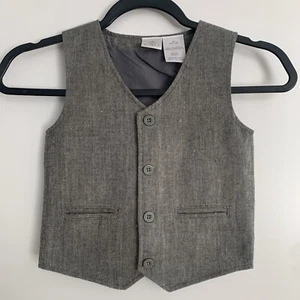 FAO boys suit vest Size 5 grey herringbone Sleeveless Botton Down Preppy Easter - Picture 1 of 6
