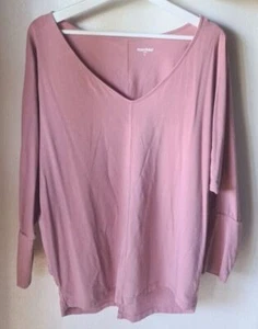 MANDUKA Yoga Crop Top 3/4 Dolman Sleeve Womens Size Large Pink Stretch Top  - Picture 1 of 5