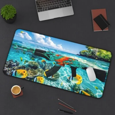 Gaming Mauspad, CSGO Mauspad, Schreibtischunterlage, AK-47 | Aquamarine Revenge 40x80 cm - Bild 1 von 4