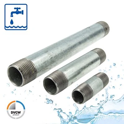 GEBO Nipplo doppio tubolare - nipplo lungo acciaio zincato, tipo 23 - varie misure