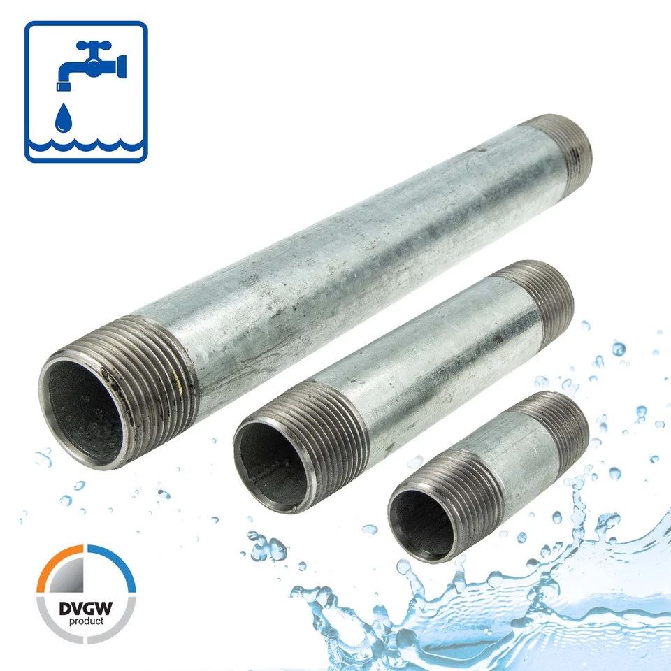 Rohrdoppelnippel - Langnippel Stahl verzinkt, Typ 23 - verschiedene Größen - Bild 1 von 2