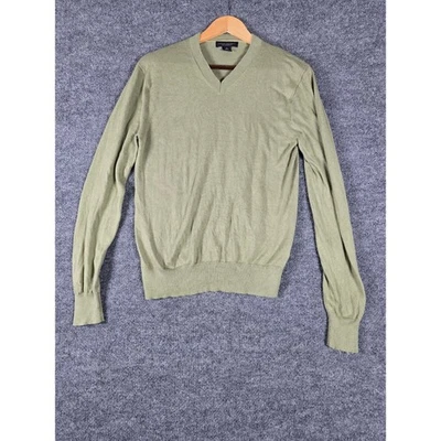 Suéter Banana Republic Para Hombres Cuello en V Mezcla de Seda Cachemira Verde Claro Talla S Foto 1 de 4